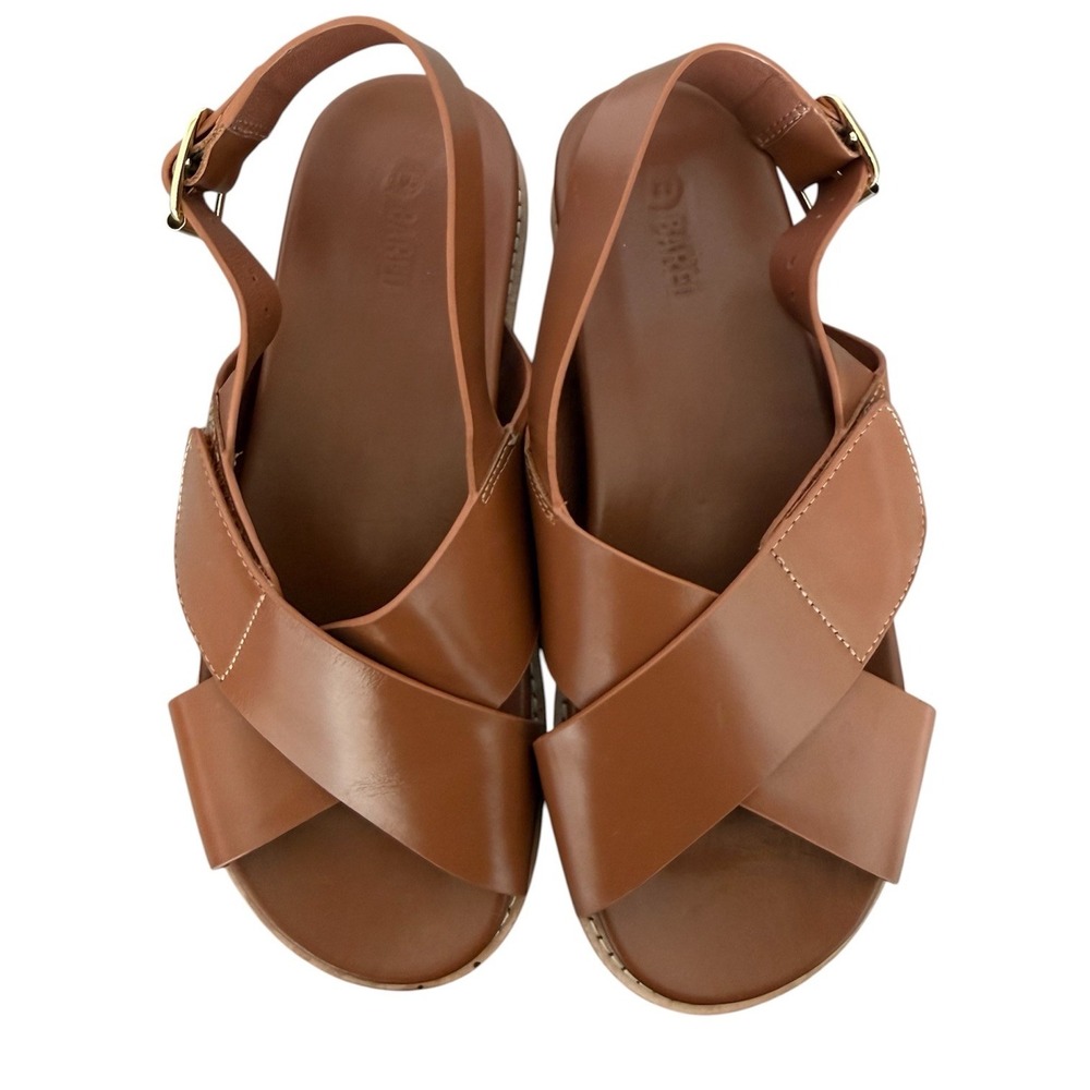 Bared Lari Tan Leather Crisscross Platform Strappy Walking Sandals Euro 39 US8.5